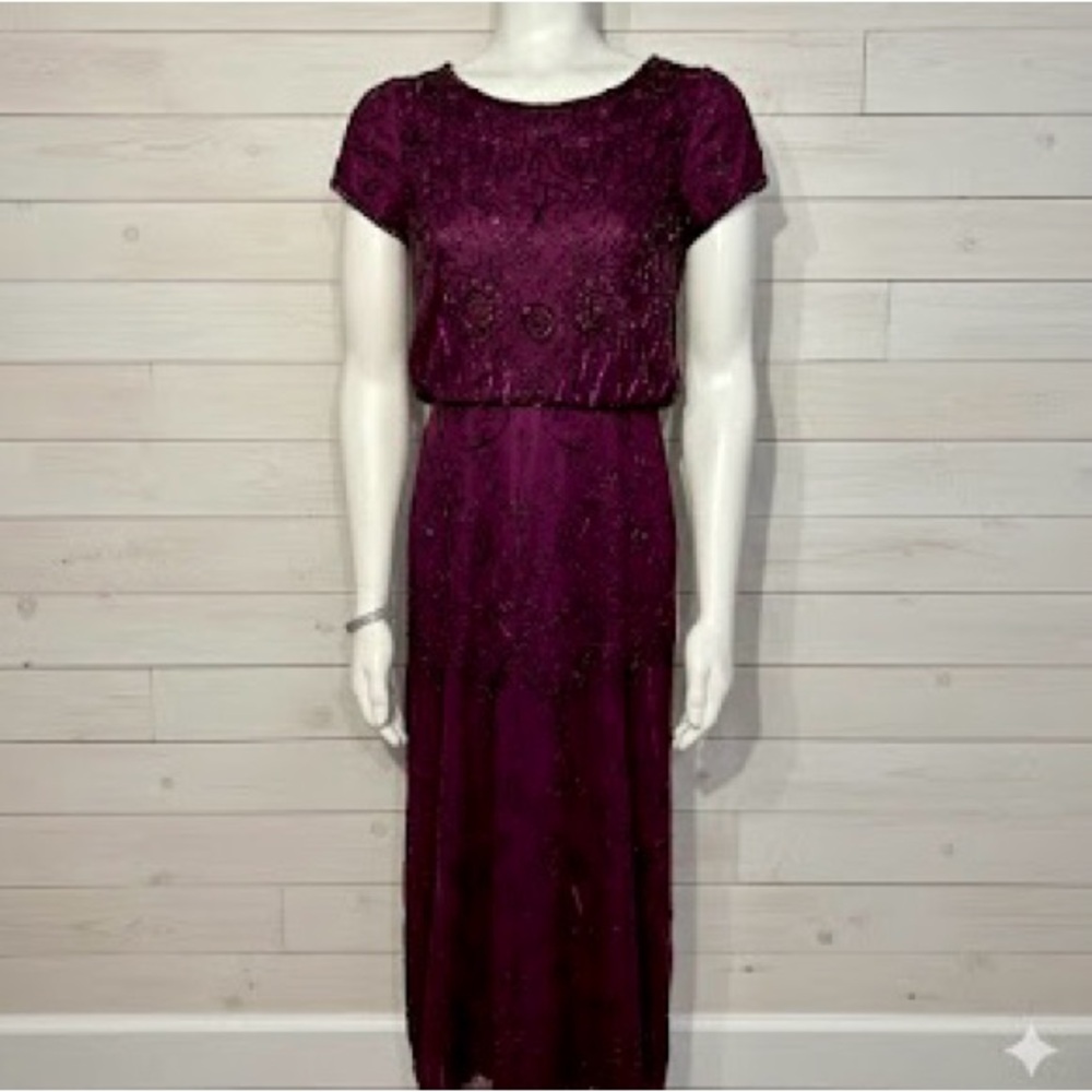 Adrianna Papell Cassis Beaded Gown 6 NWT Eggplant Purple Mother of Bride Formal